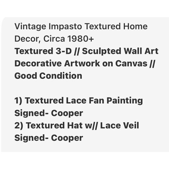 Two Textured Lace Fan Paintings-Cooper - Picture 6 of 7